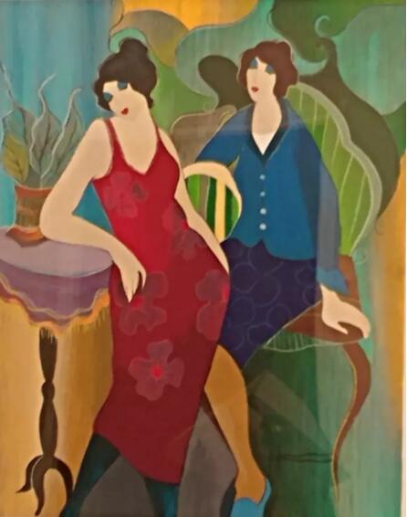 Itzchak Tarkay Portraiture Oil Painting Cosmopolitans 2007 IT290